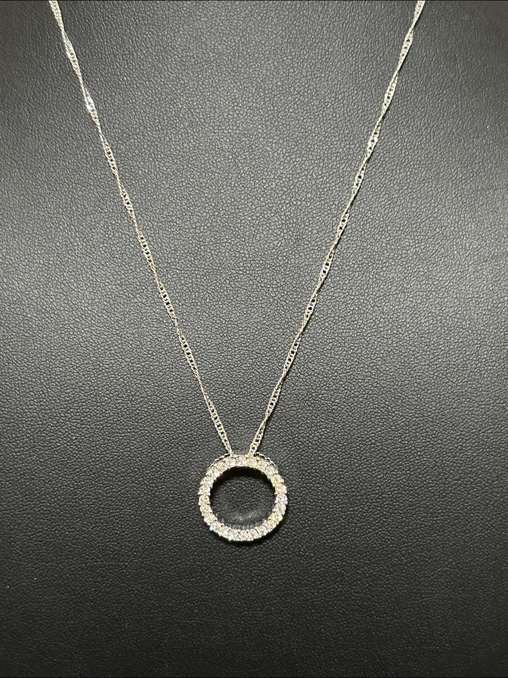 Rhinestone Floating Halo Pendant on Silver-tone Chain Necklace